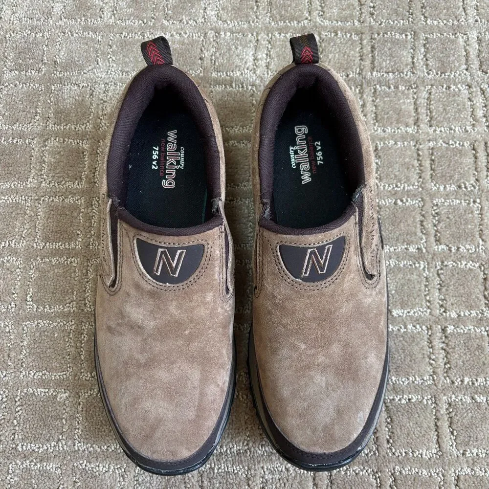 New Balance 756v2 Slip-on Walking Hiking Shoes Mens 8 Brown Tan Suede Outdoor